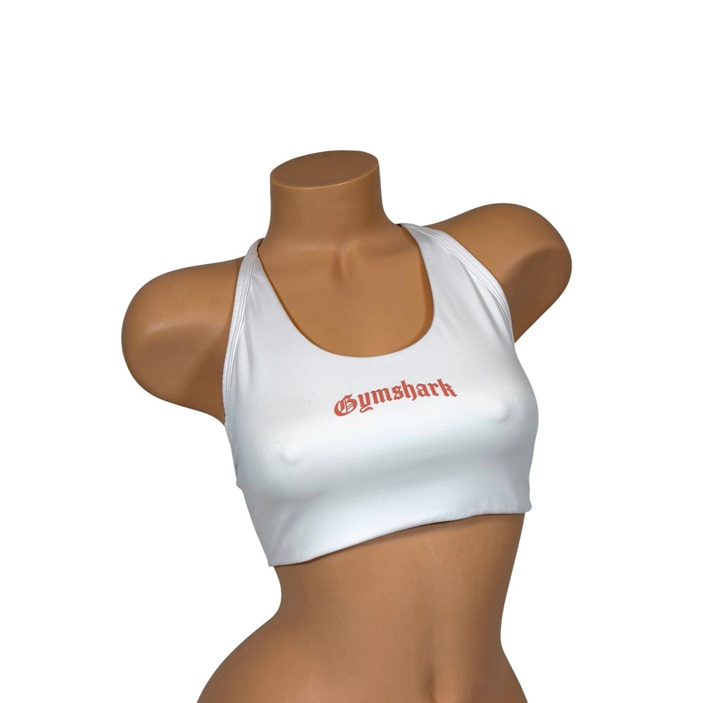 Gymshark Strength Department Graphic Sports Bra White Racerback B3B3R Sz Medium